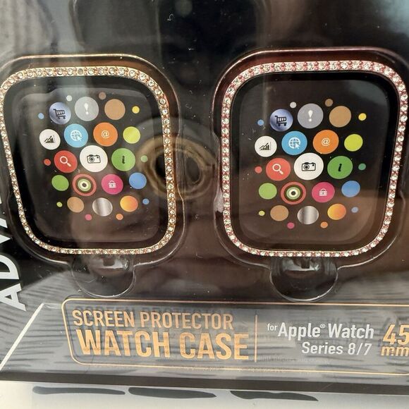 NEW Advantech 2 Pack X2 Apple Watch Screen Protector Watch Case 45mm Series 8/7 - Picture 2 of 3